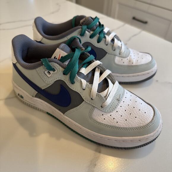 Nike Air Force 1 '07 LV8 Low Split - Light Silver Deep Royal Boys Youth Sz 5.5